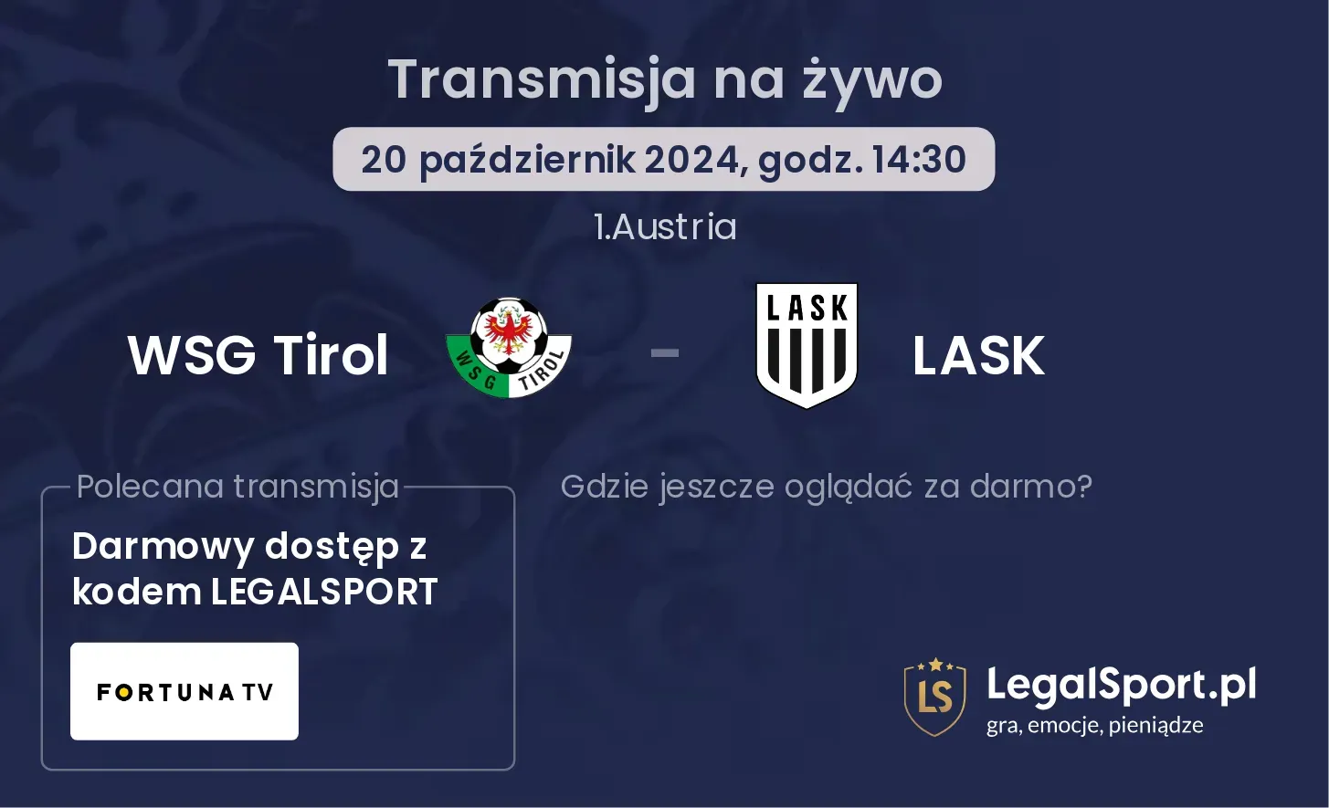 WSG Tirol - LASK transmisja na żywo