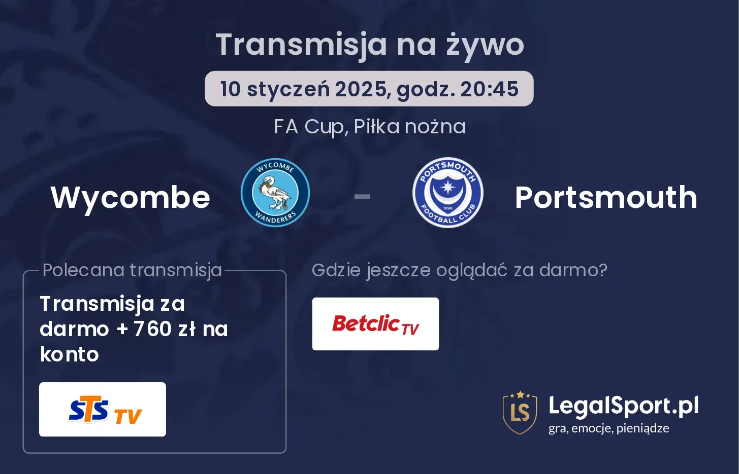 Wycombe - Portsmouth gdzie oglądać?