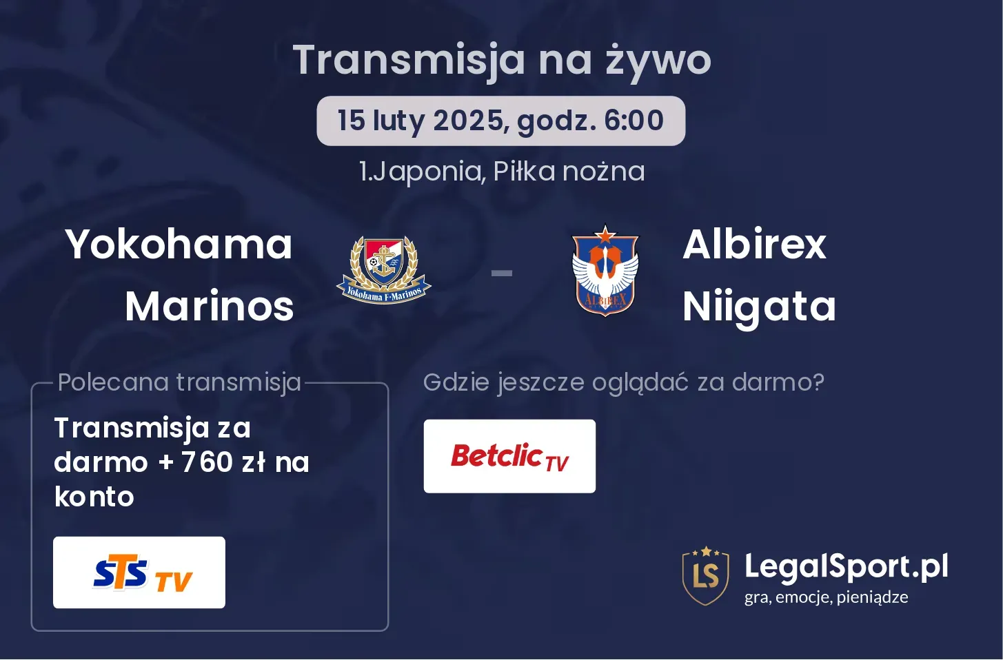 Yokohama Marinos - Albirex Niigata gdzie oglądać? 18.10, godz. 12:30