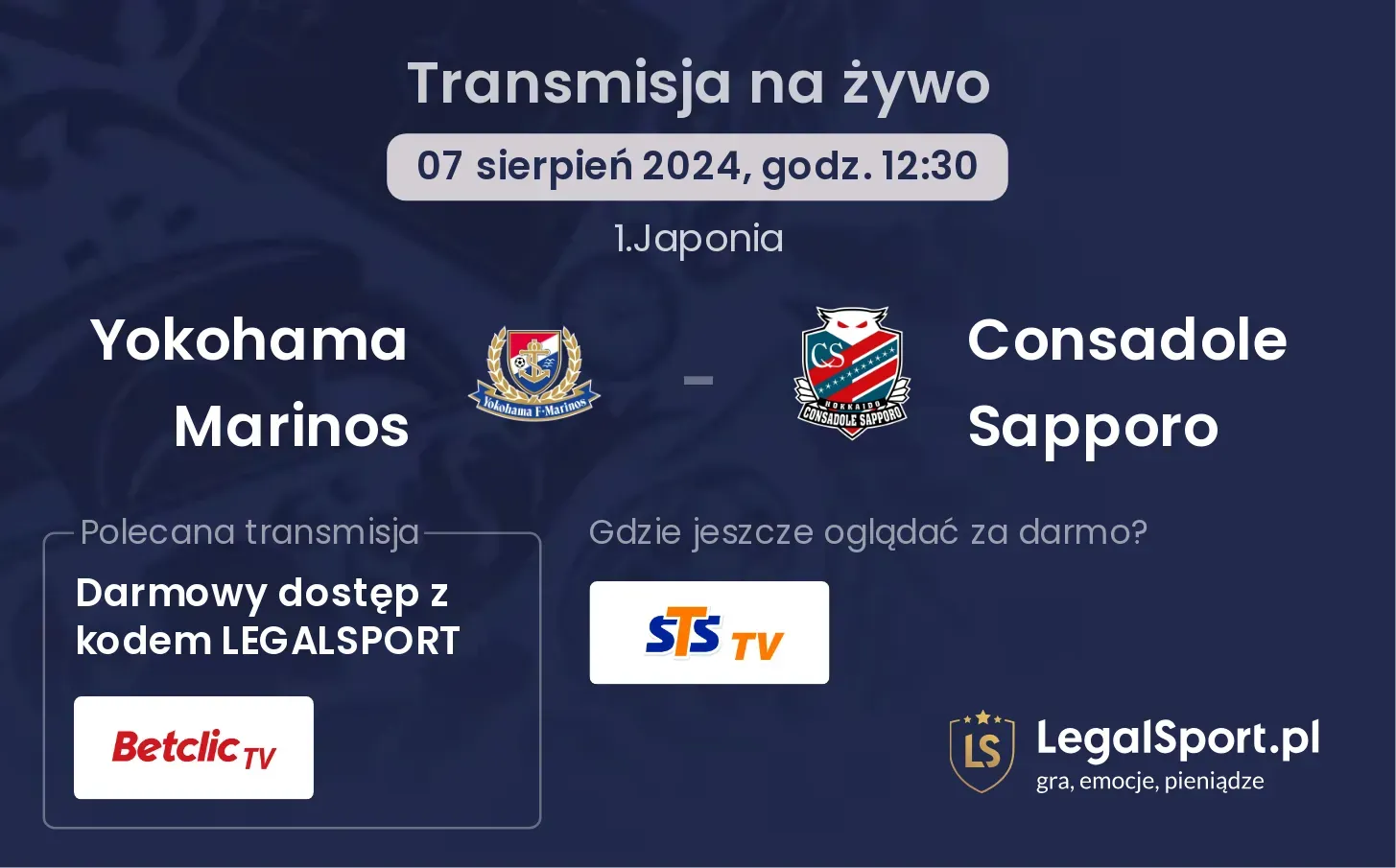 Yokohama Marinos - Consadole Sapporo transmisja na żywo