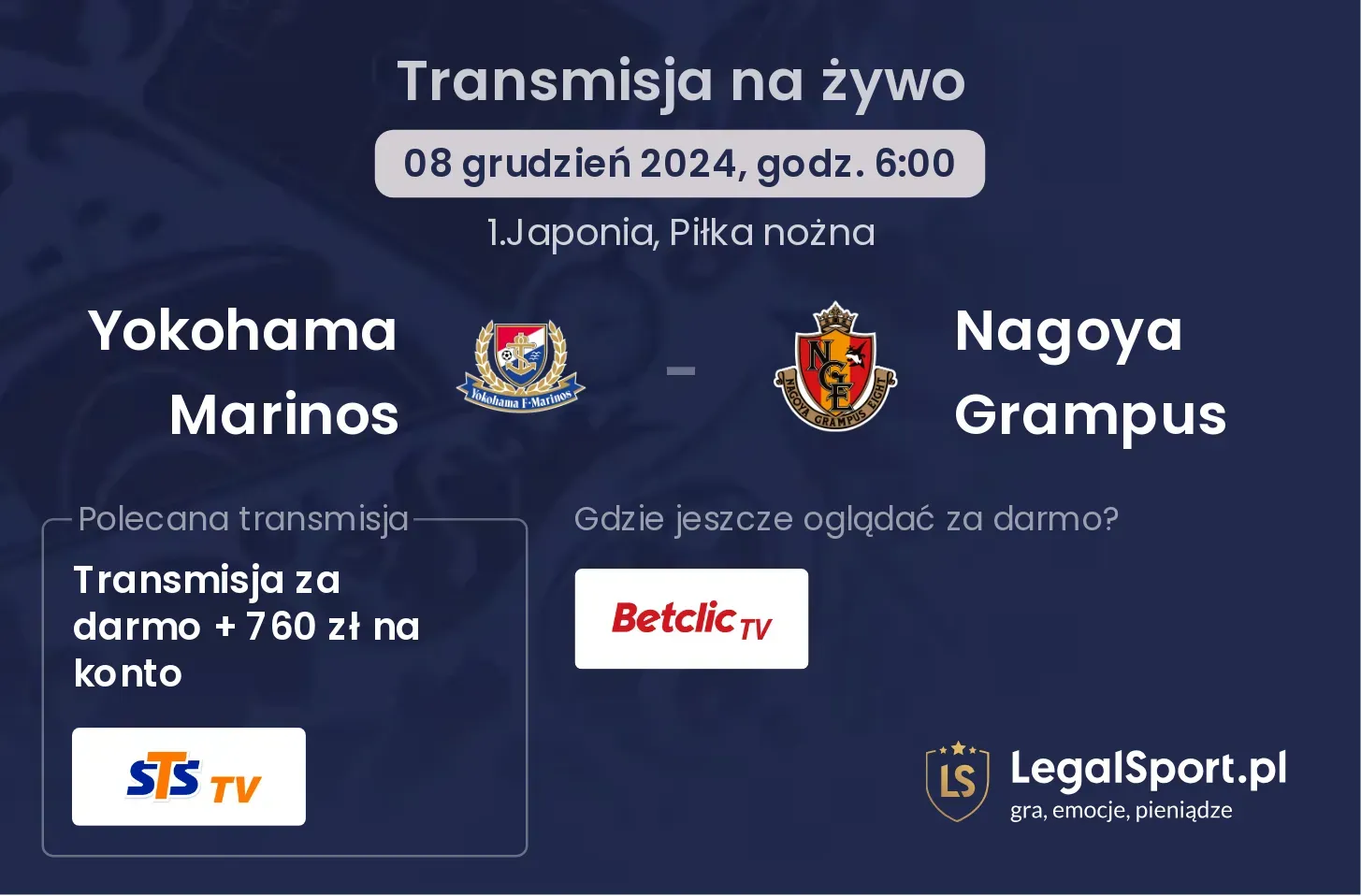 Yokohama Marinos - Nagoya Grampus transmisja na żywo