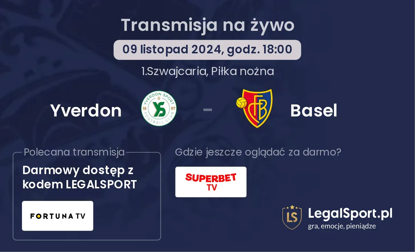 Yverdon - Basel gdzie oglądać? 09.11, godz. 18:00