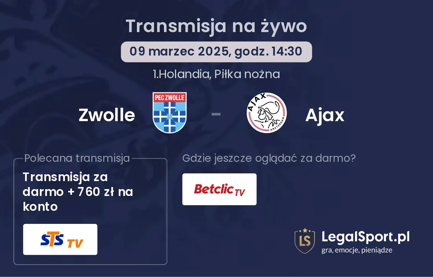 Zwolle - Ajax transmisja na żywo