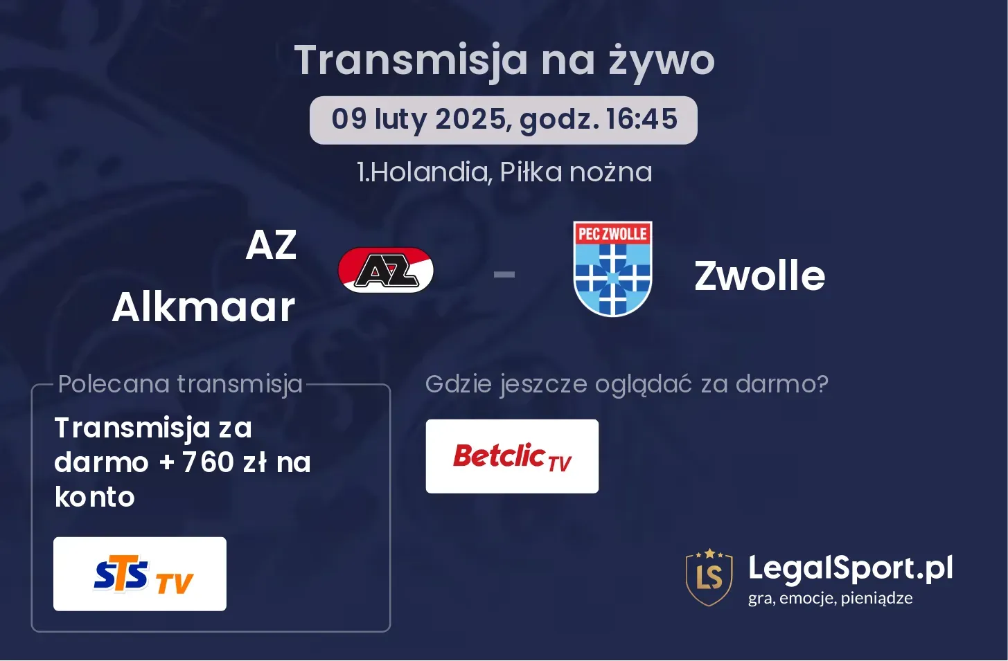 Zwolle - AZ Alkmaar gdzie oglądać? 20.09, godz. 20:00