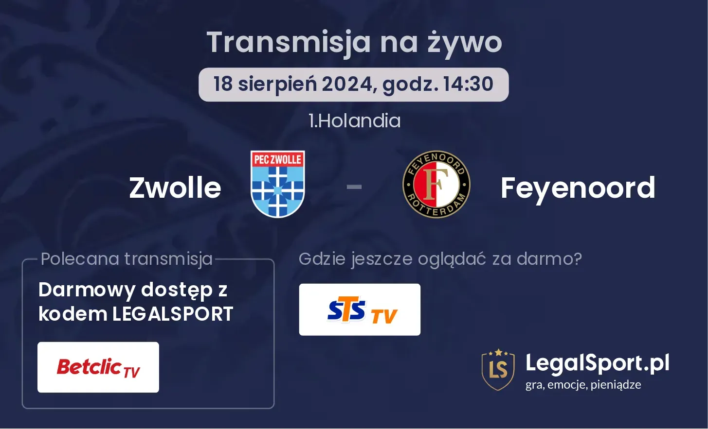 Zwolle - Feyenoord transmisja na żywo