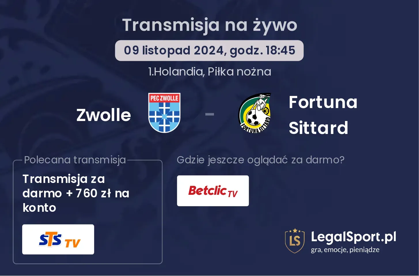 Zwolle - Fortuna Sittard transmisja na żywo