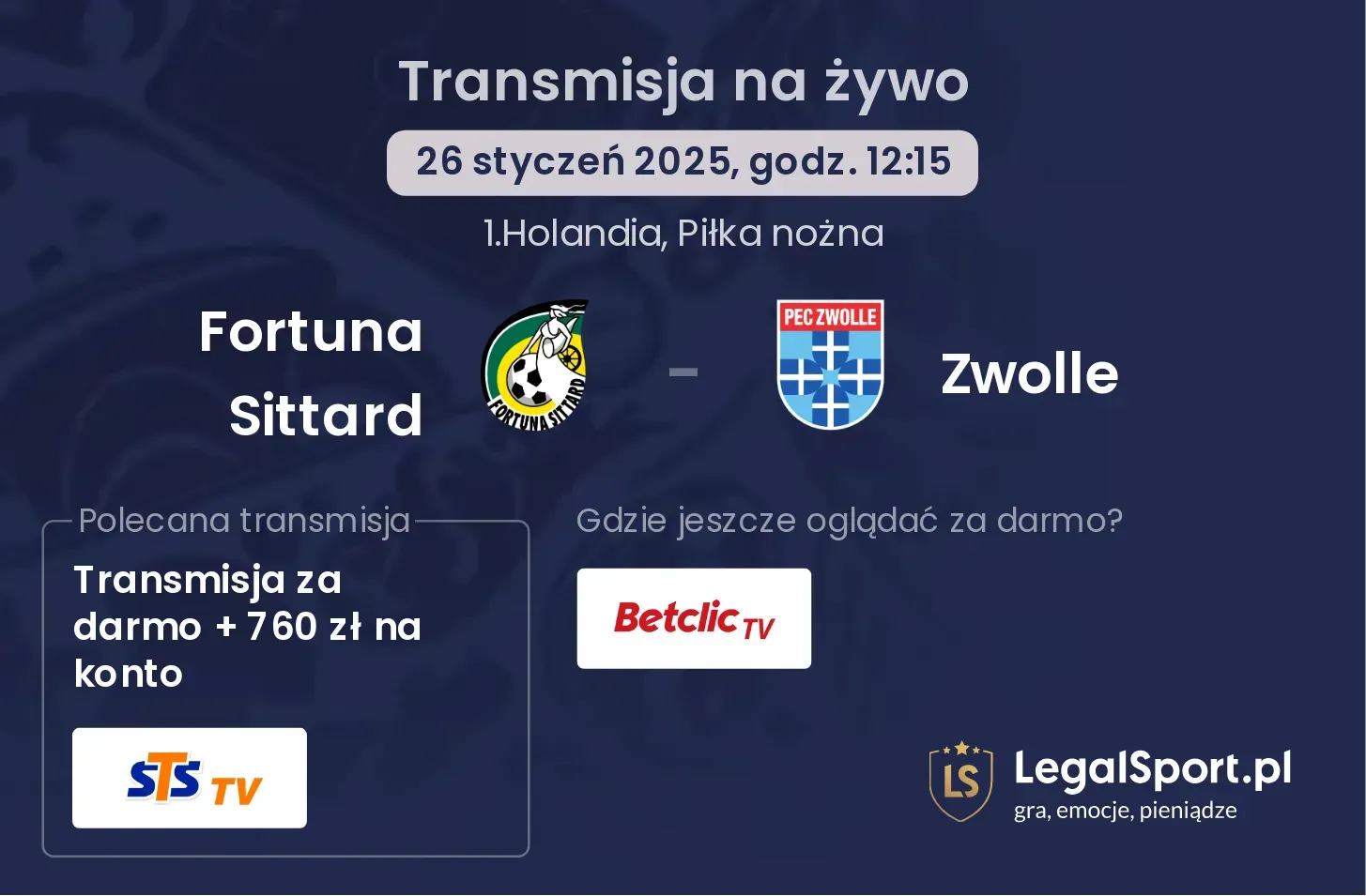 Fortuna Sittard - Zwolle gdzie oglądać?