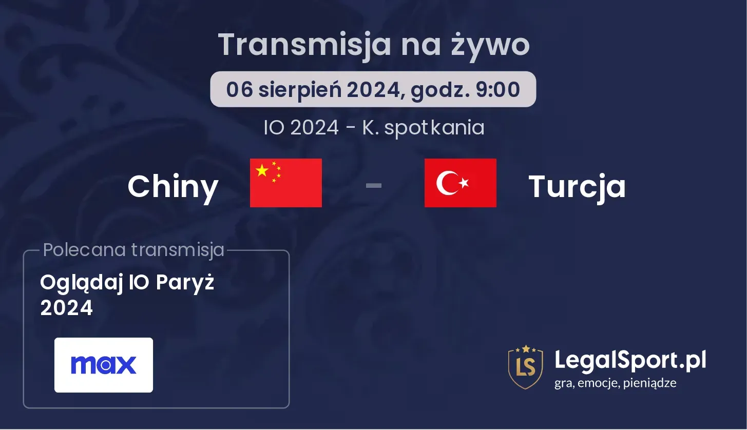 Chiny - Turcja transmisja na żywo