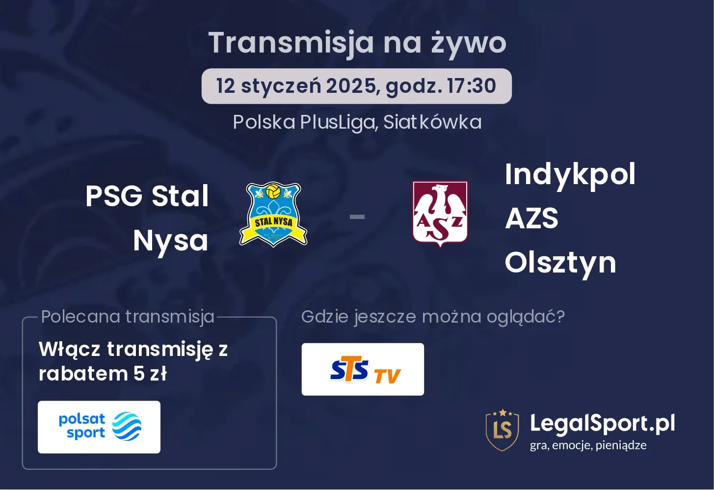 PSG Stal Nysa - Indykpol AZS Olsztyn gdzie oglądać?