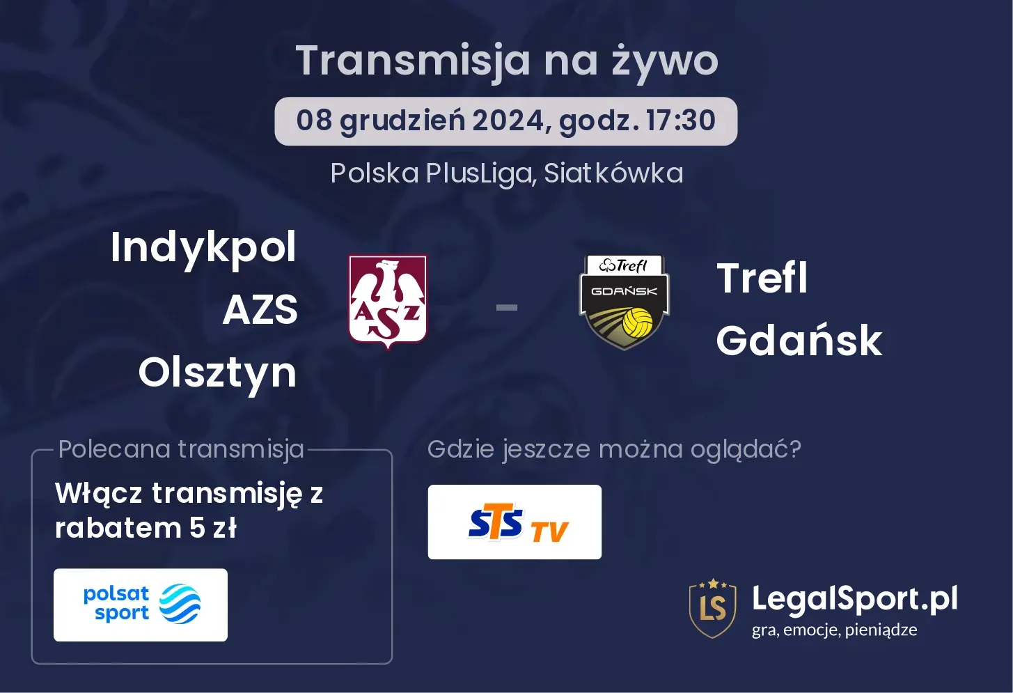 Indykpol AZS Olsztyn - Trefl Gdańsk transmisja na żywo