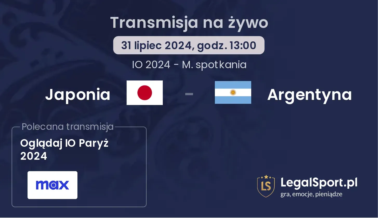 Japonia - Argentyna transmisja na żywo