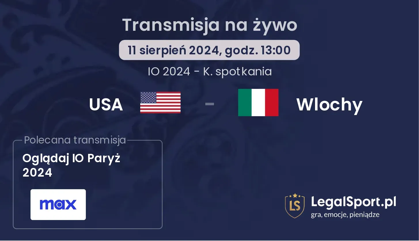 USA - Wlochy transmisja na żywo