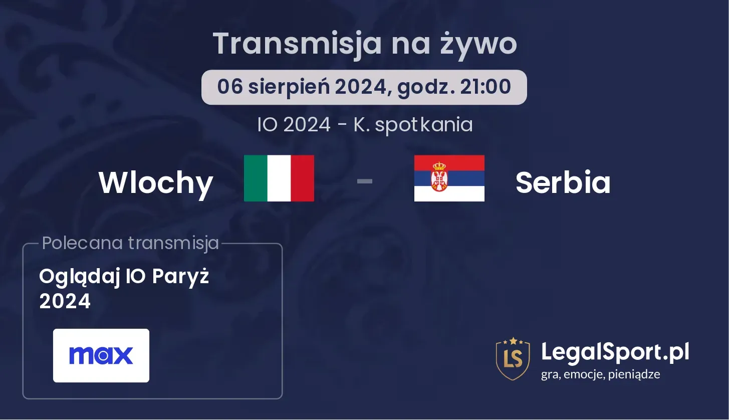 Wlochy - Serbia transmisja na żywo