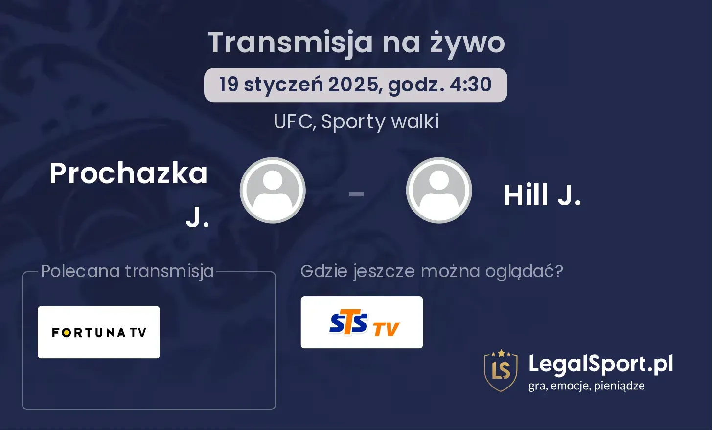 Prochazka J. - Hill J. transmisja na żywo