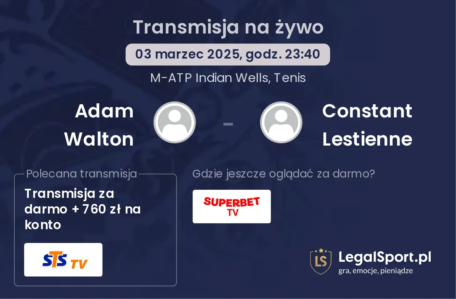 Adam Walton - Constant Lestienne transmisja na żywo