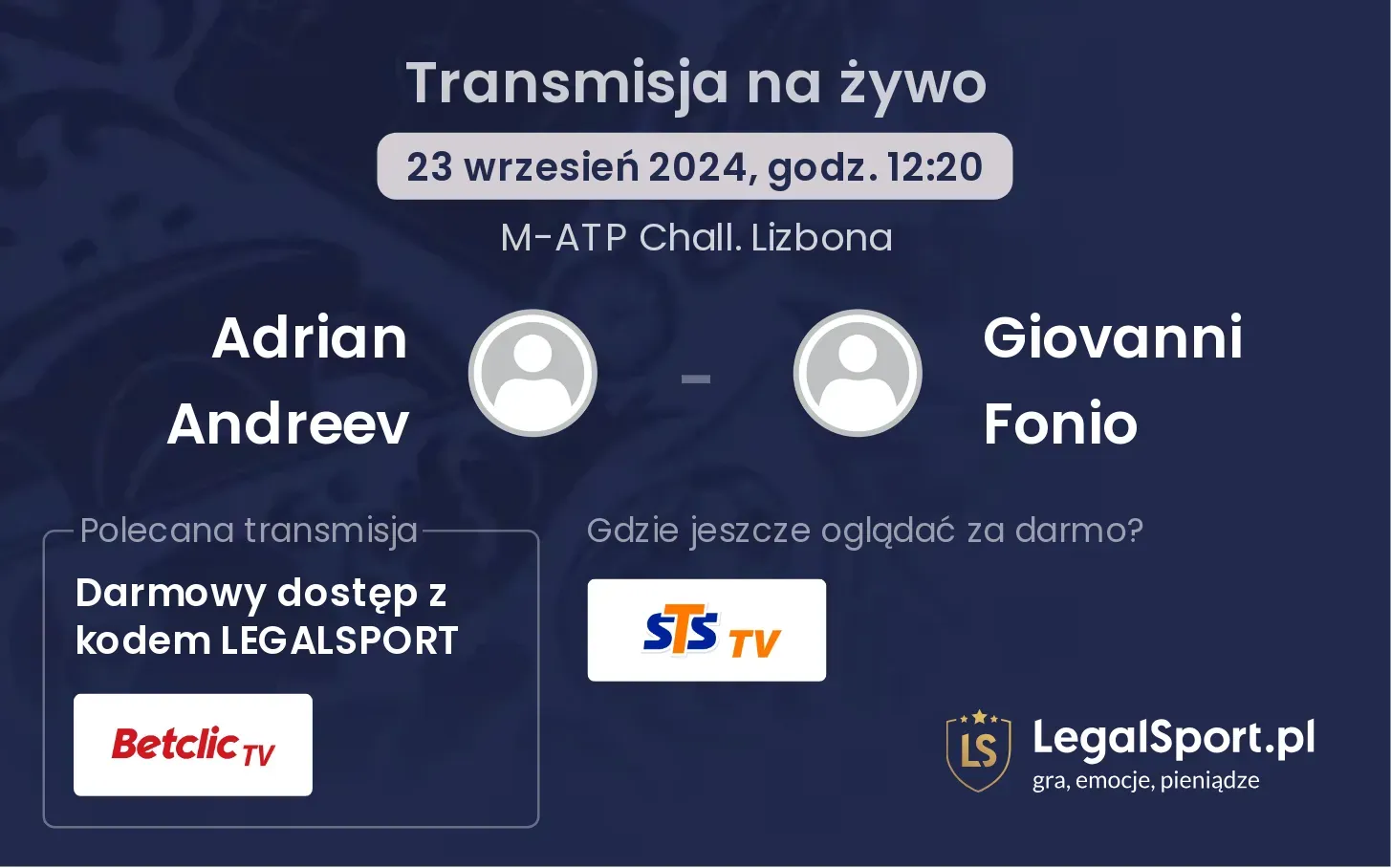 Adrian Andreev - Giovanni Fonio gdzie oglądać? 23.09, godz. 12:20