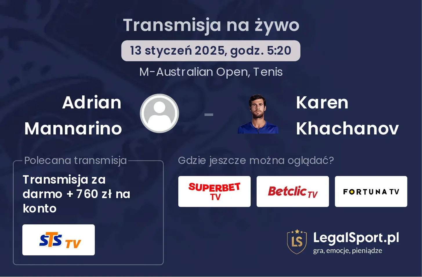 Adrian Mannarino - Karen Khachanov gdzie oglądać?