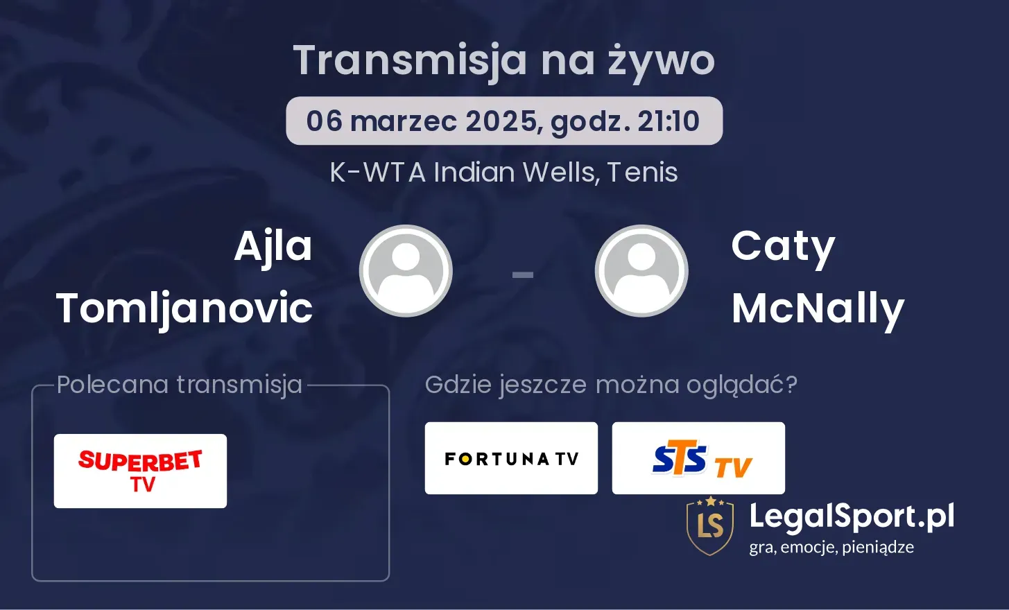 Ajla Tomljanovic - Caty McNally transmisja na żywo