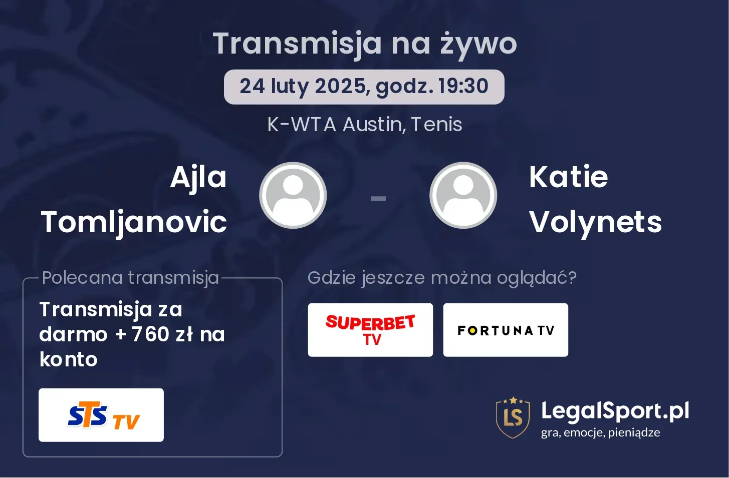 Ajla Tomljanovic - Katie Volynets transmisja na żywo