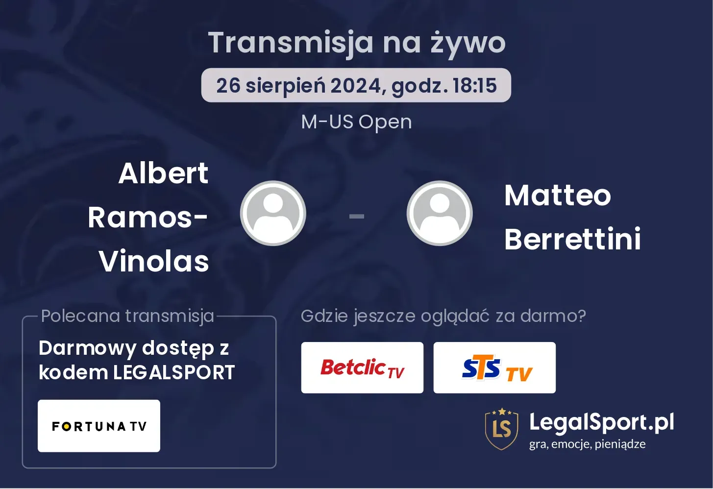 Albert Ramos-Vinolas - Matteo Berrettini transmisja na żywo