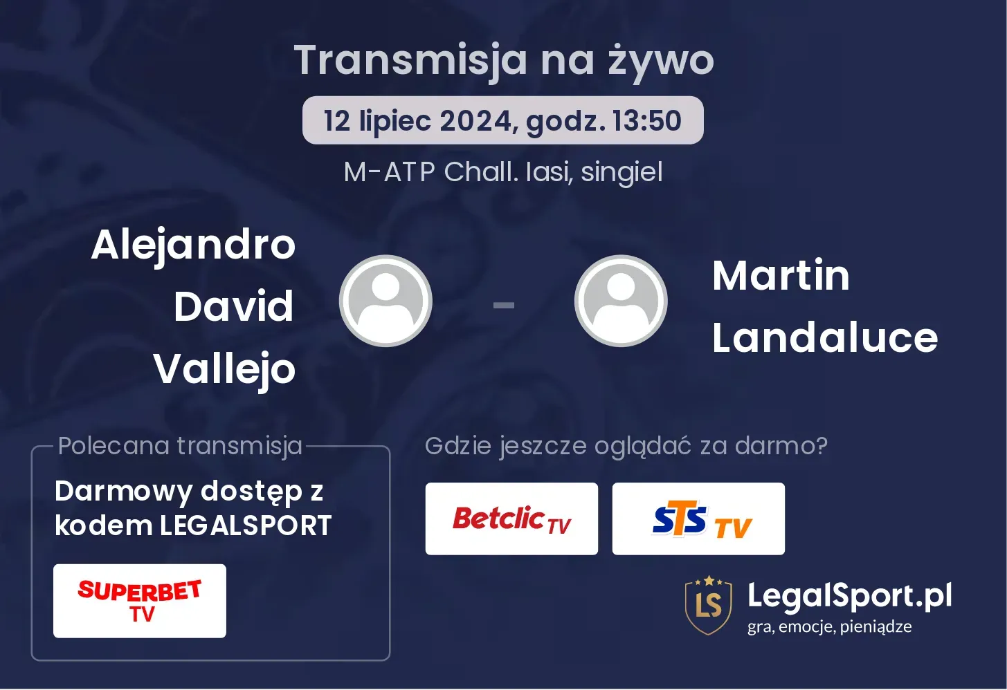 Alejandro David Vallejo - Martin Landaluce transmisja na żywo