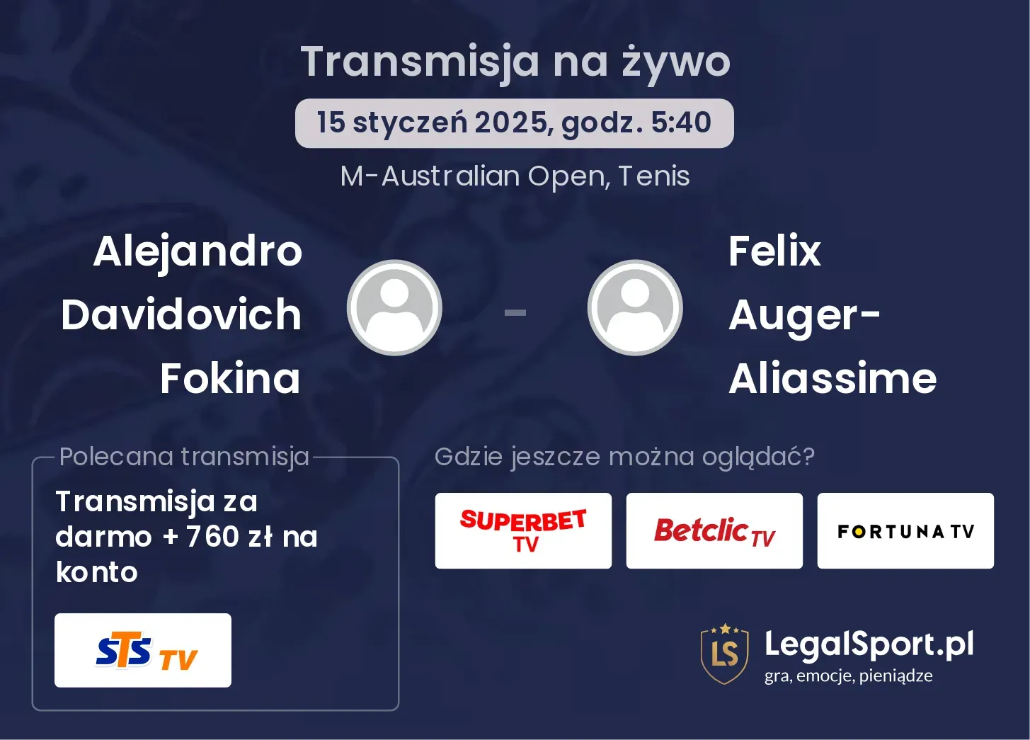 Alejandro Davidovich Fokina - Felix Auger-Aliassime transmisja na żywo