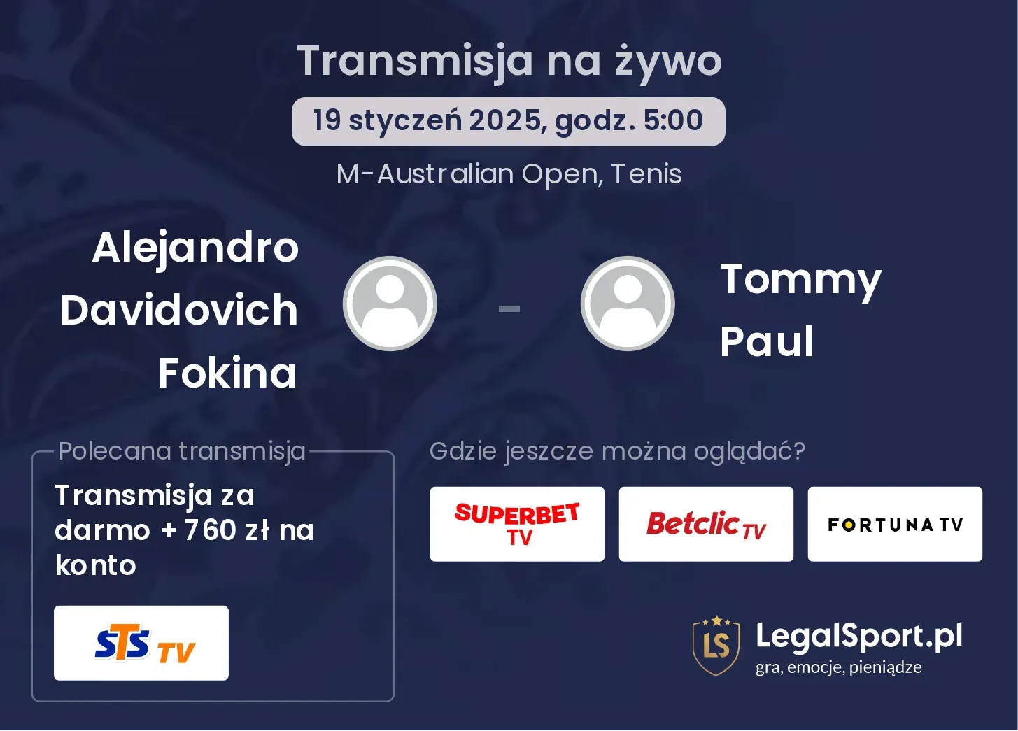 Alejandro Davidovich Fokina - Tommy Paul transmisja na żywo