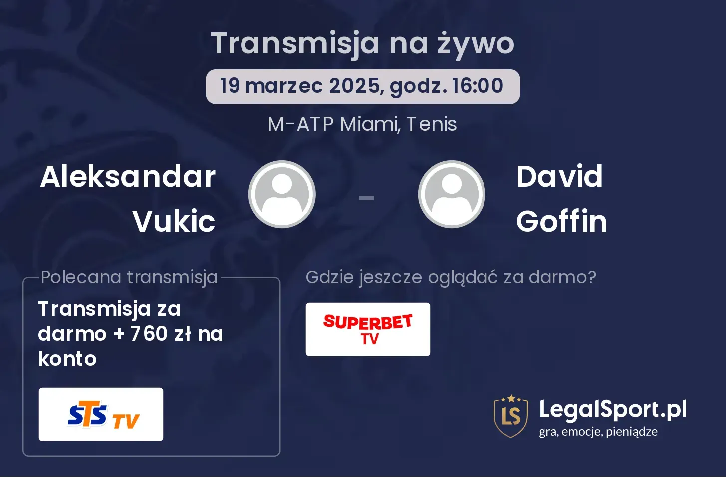 Aleksandar Vukic - David Goffin transmisja na żywo