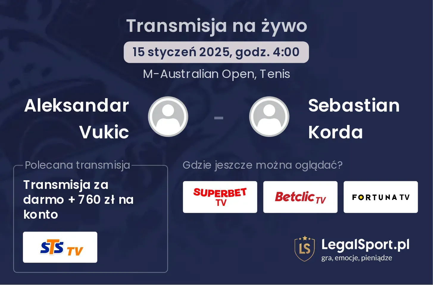 Aleksandar Vukic - Sebastian Korda gdzie oglądać transmisję?