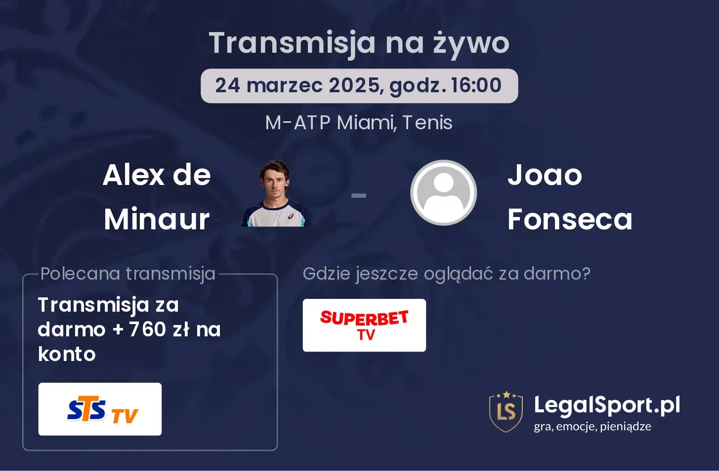 Alex de Minaur - Joao Fonseca gdzie oglądać transmisję?