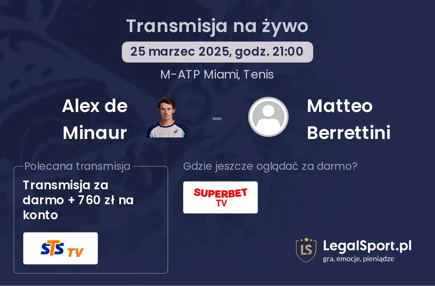 Alex de Minaur - Matteo Berrettini transmisja na żywo