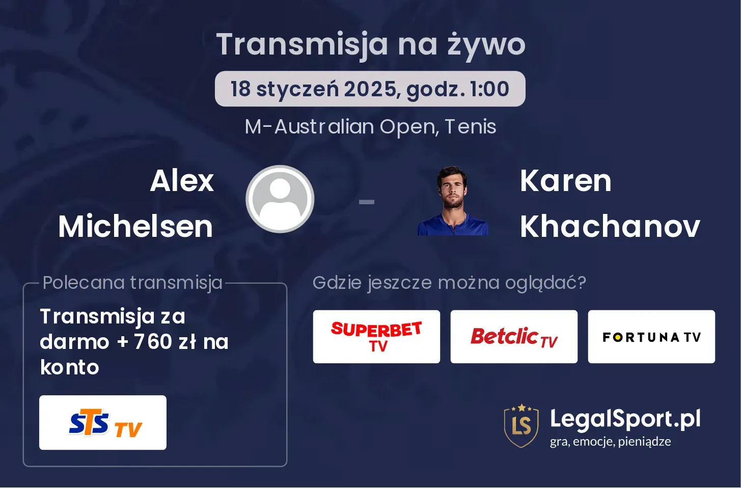 Alex Michelsen - Karen Khachanov transmisja na żywo