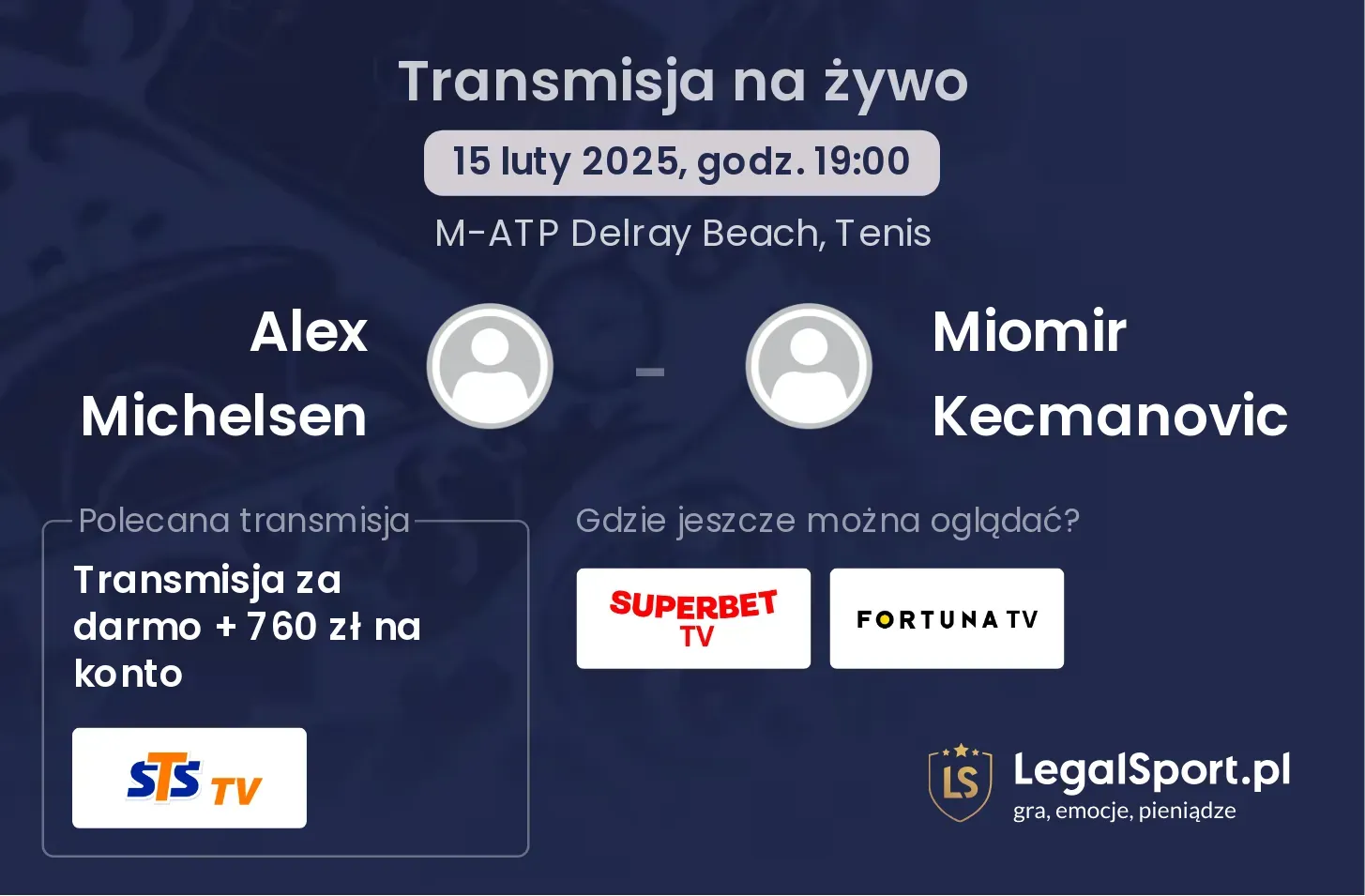 Alex Michelsen - Miomir Kecmanovic gdzie oglądać?