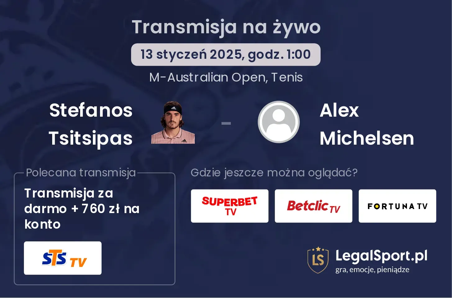 Stefanos Tsitsipas - Alex Michelsen gdzie oglądać?