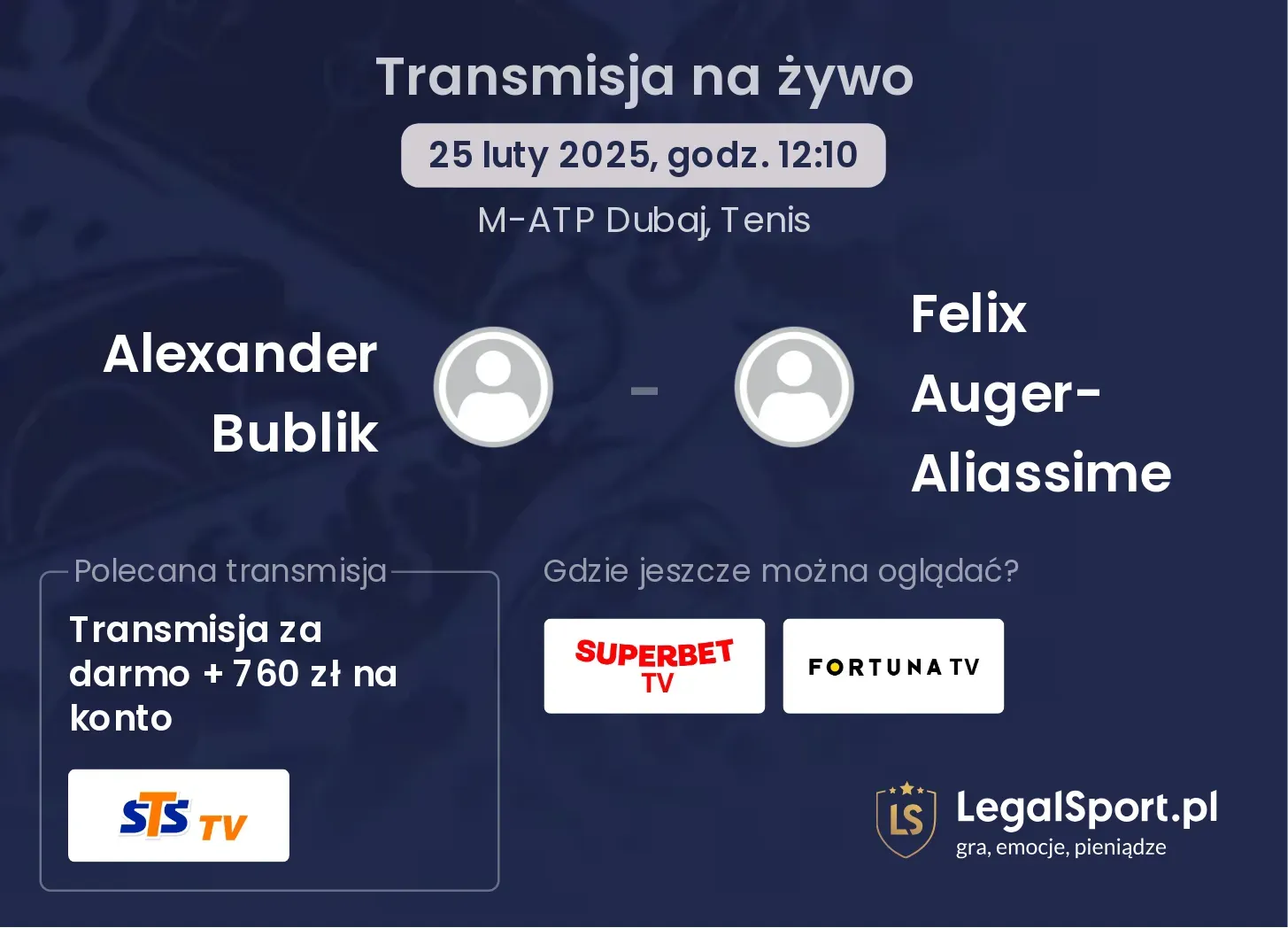 Alexander Bublik - Felix Auger-Aliassime transmisja na żywo