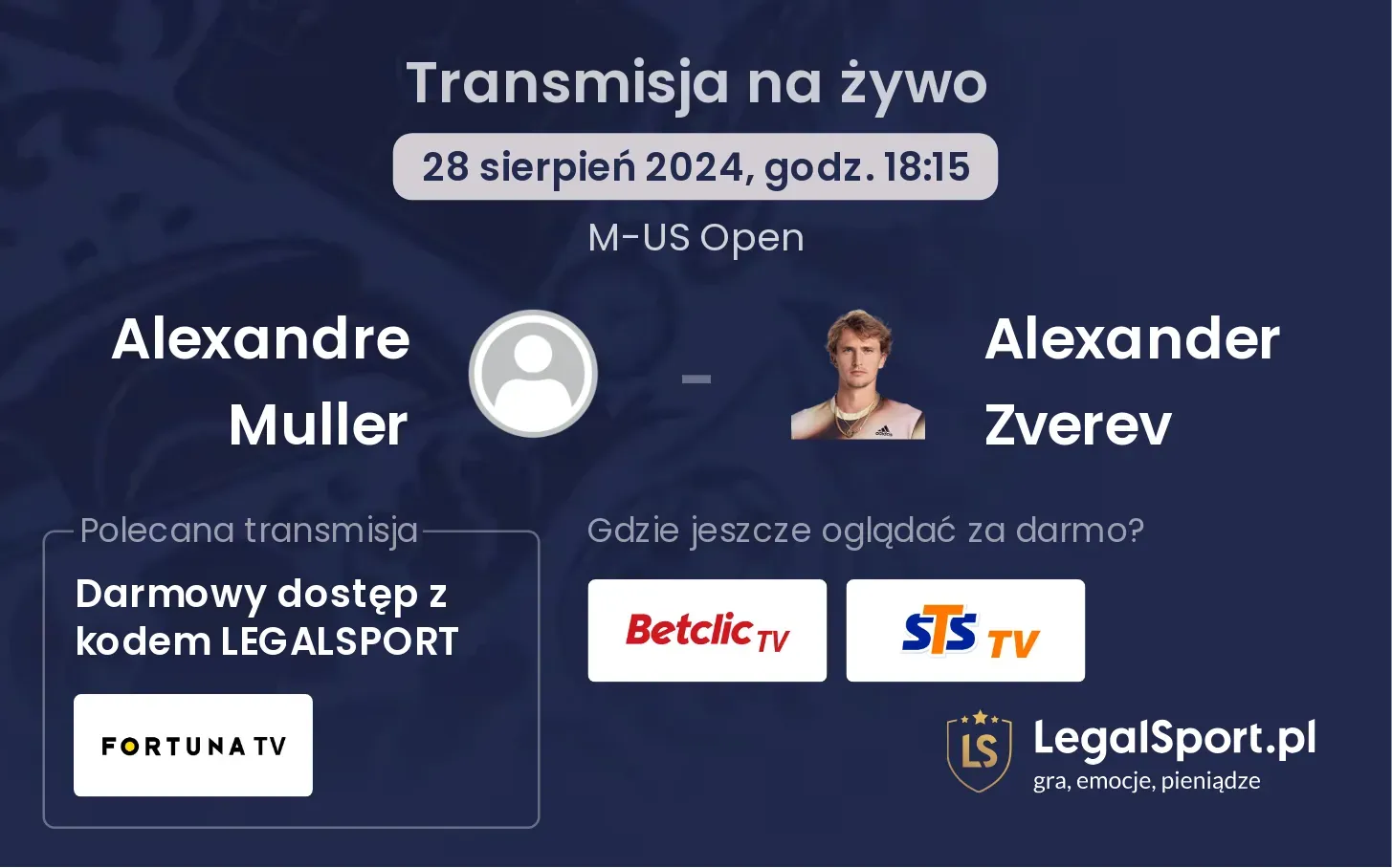 Alexandre Muller - Alexander Zverev transmisja na żywo