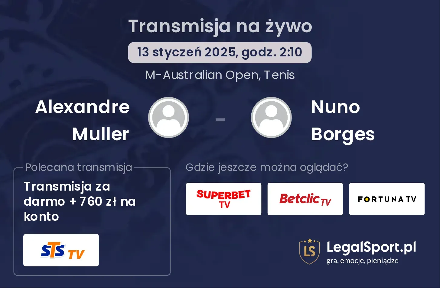 Alexandre Muller - Nuno Borges gdzie oglądać transmisję?