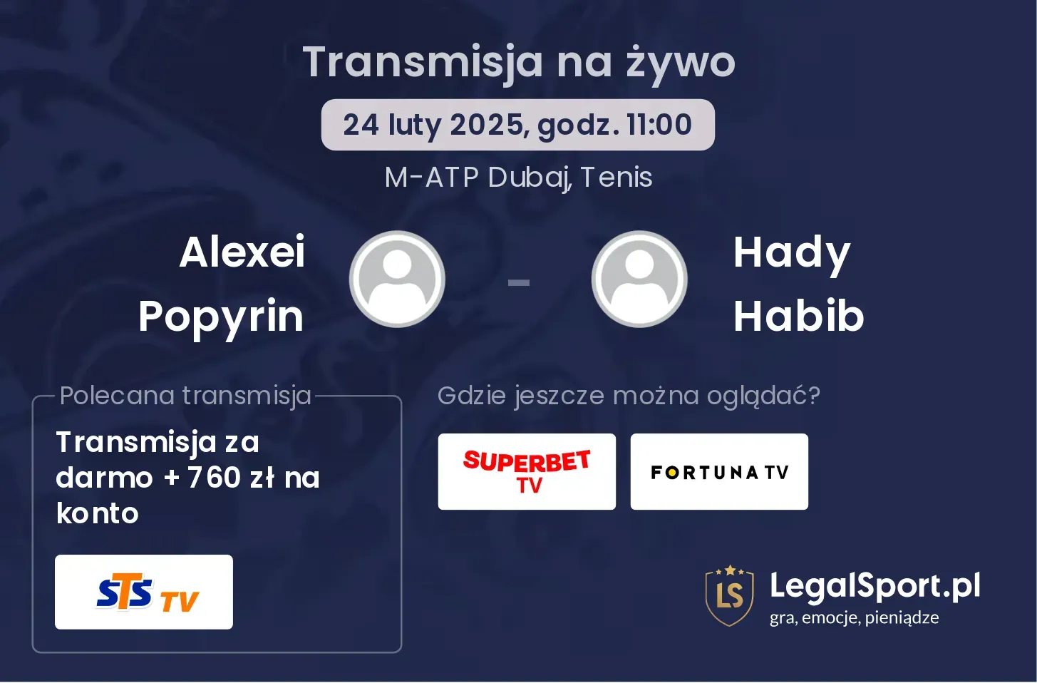 Alexei Popyrin - Hady Habib transmisja na żywo