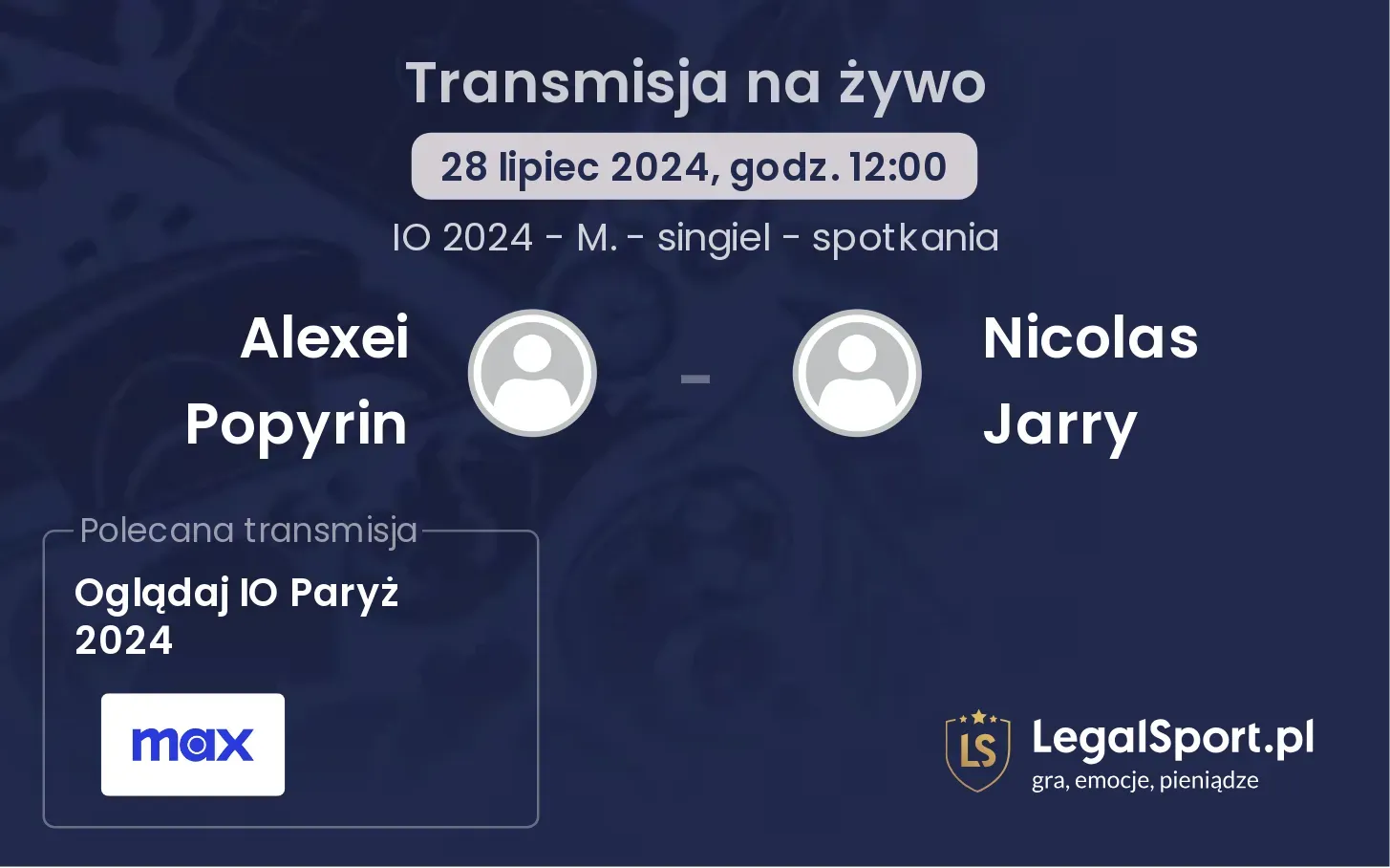 Alexei Popyrin - Nicolas Jarry transmisja na żywo