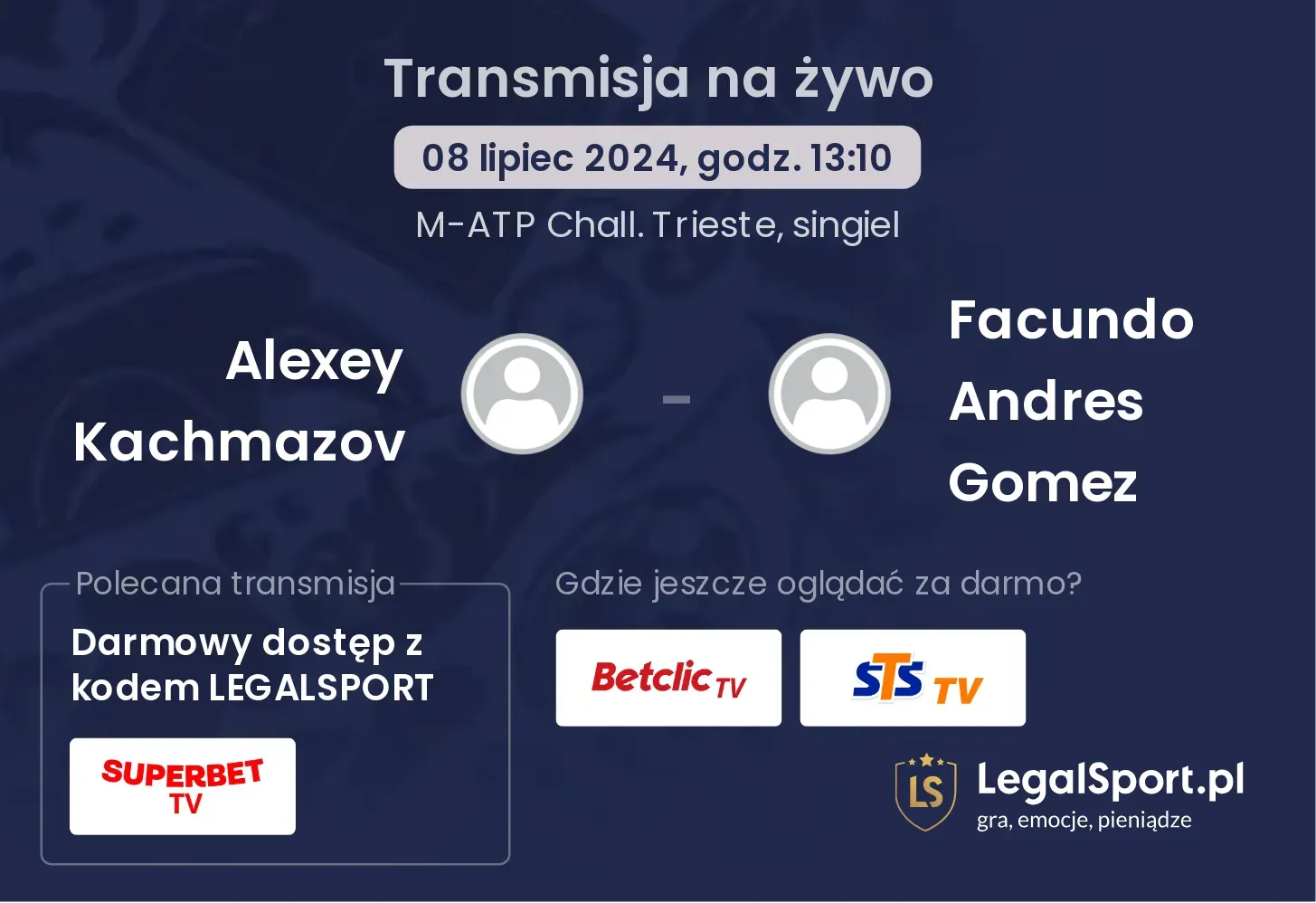 Alexey Kachmazov - Facundo Andres Gomez gdzie oglądać? Transmisja online za darmo (08.07, godz. 13:10)