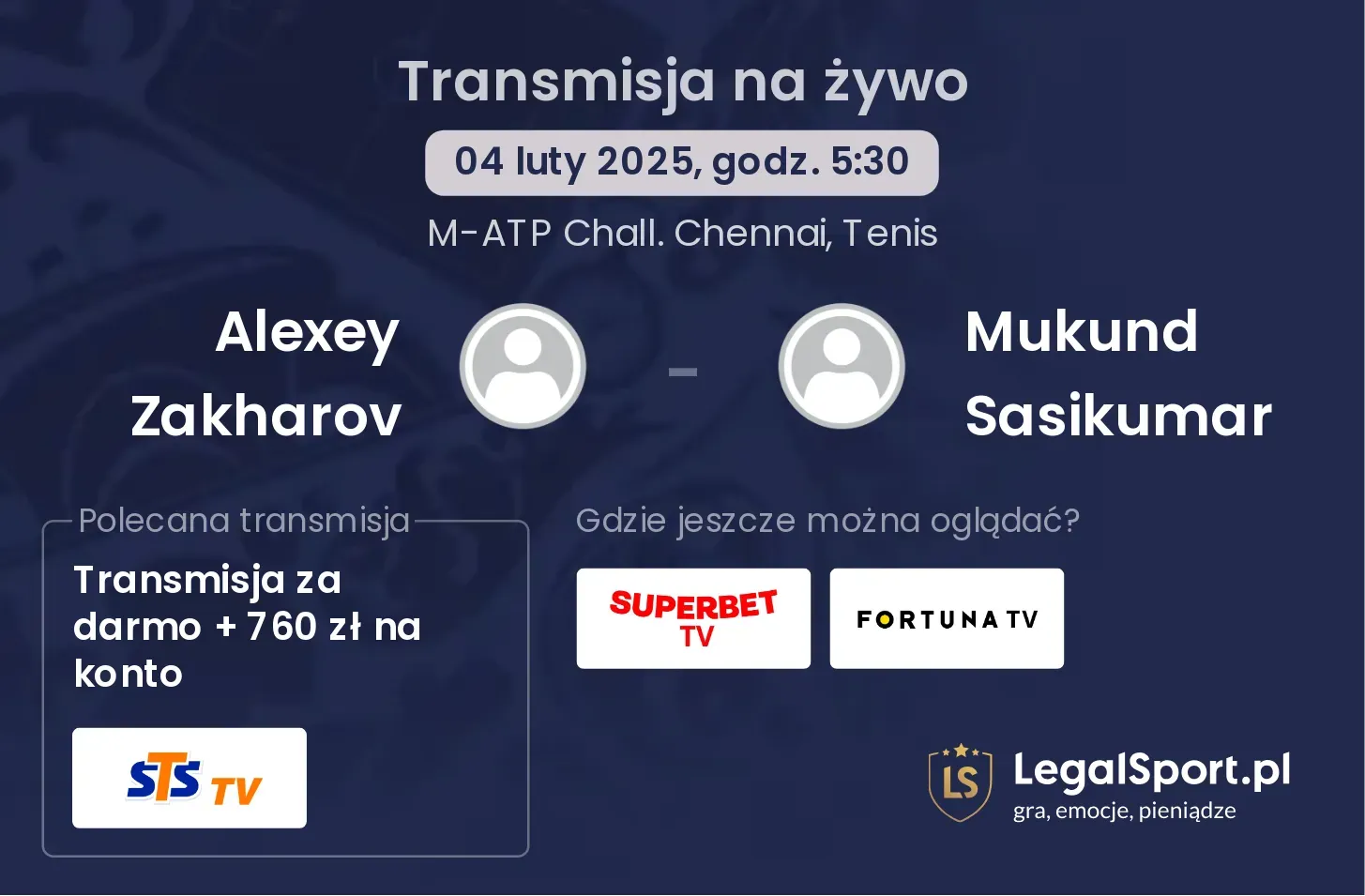 Alexey Zakharov - Mukund Sasikumar transmisja na żywo