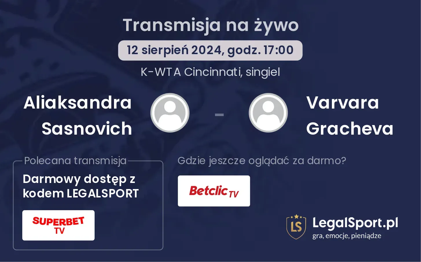 Aliaksandra Sasnovich - Varvara Gracheva transmisja na żywo