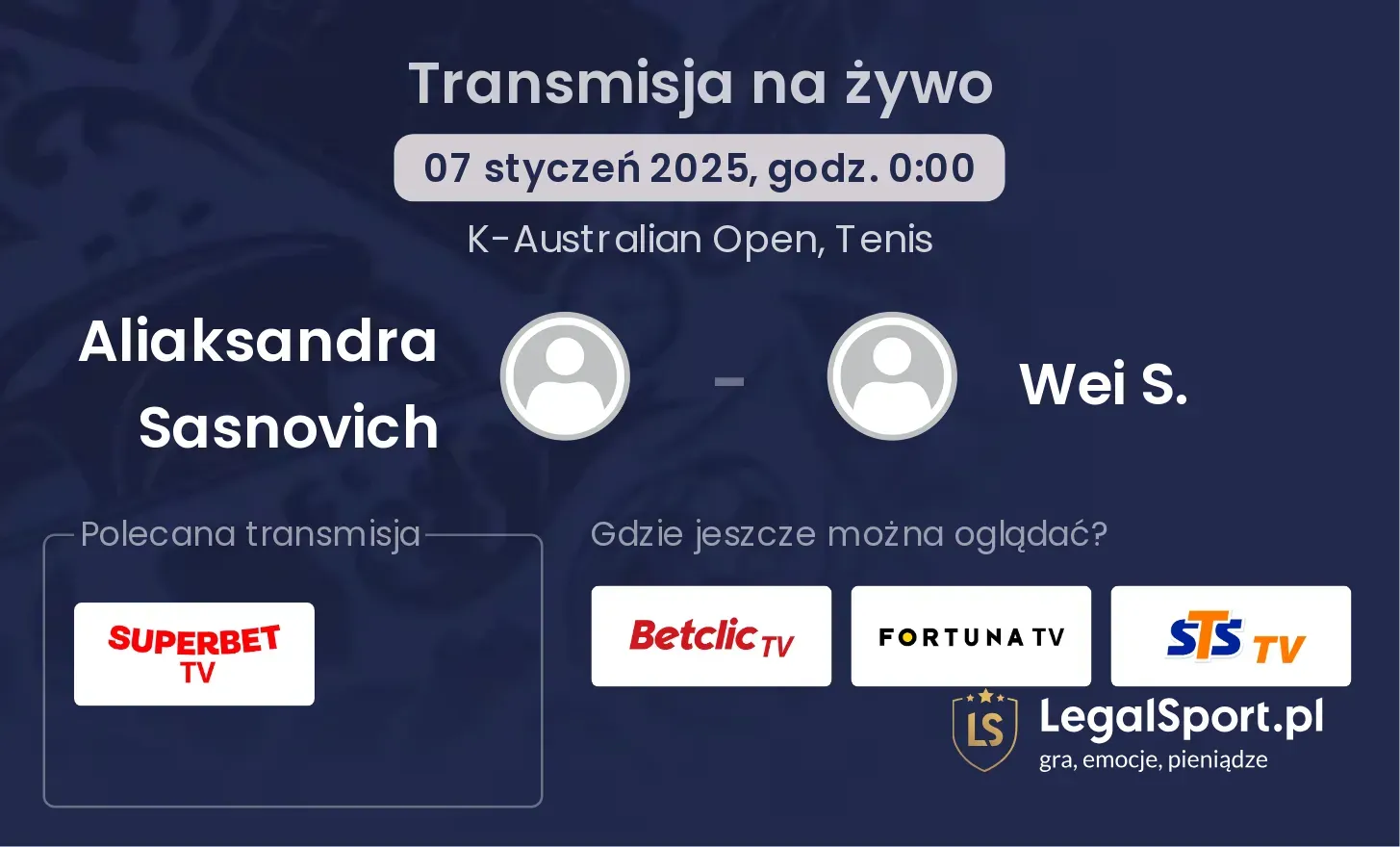 Aliaksandra Sasnovich - Wei S. gdzie oglądać transmisję?