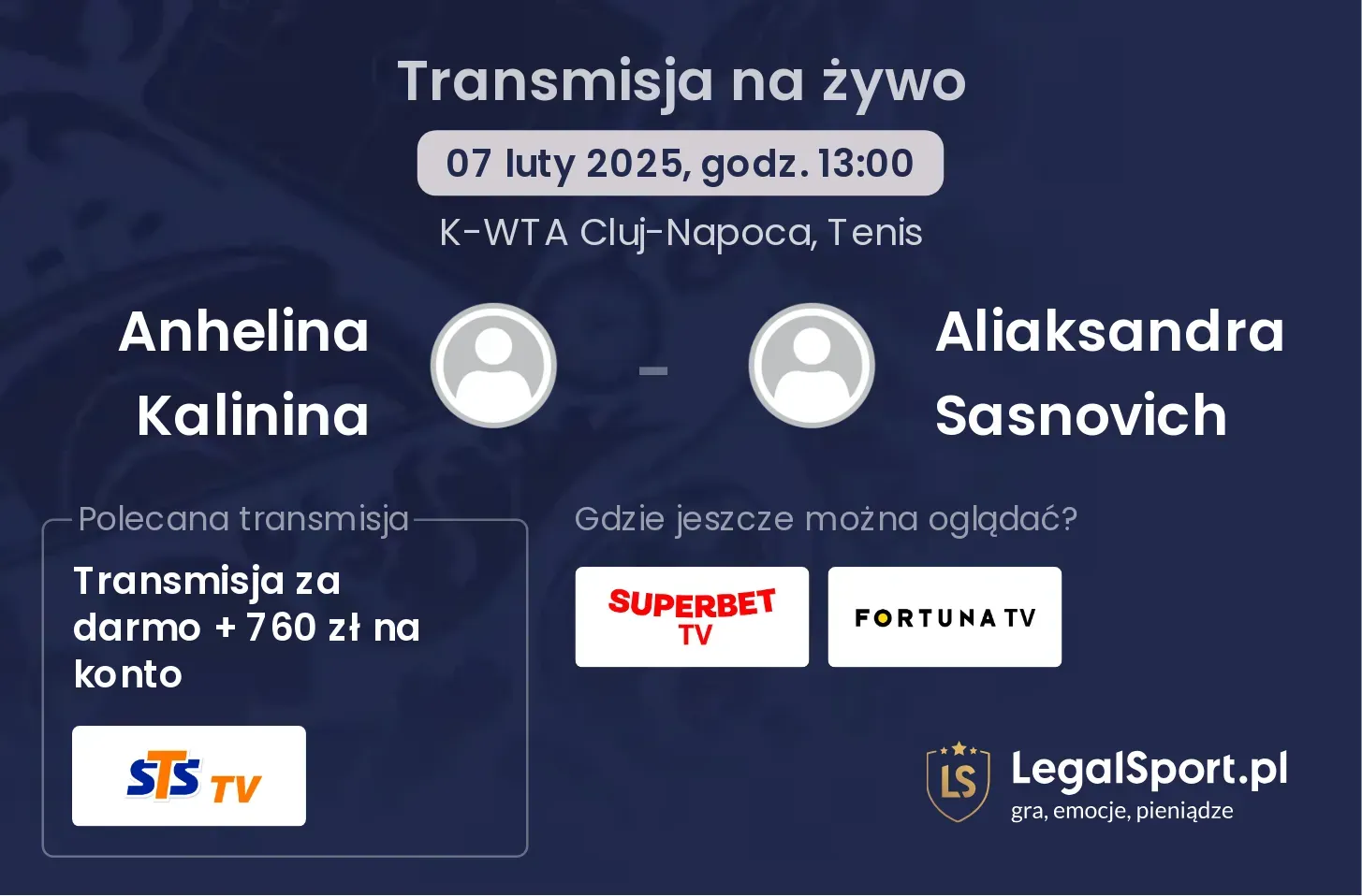 Anhelina Kalinina - Aliaksandra Sasnovich transmisja na żywo