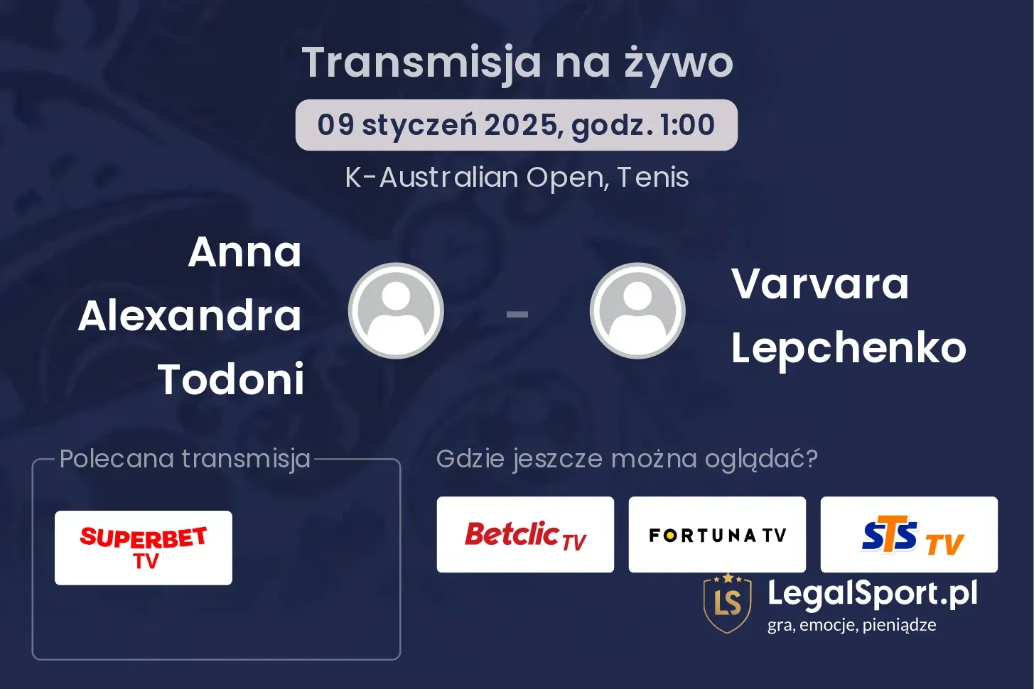 Anna Alexandra Todoni - Varvara Lepchenko transmisja na żywo