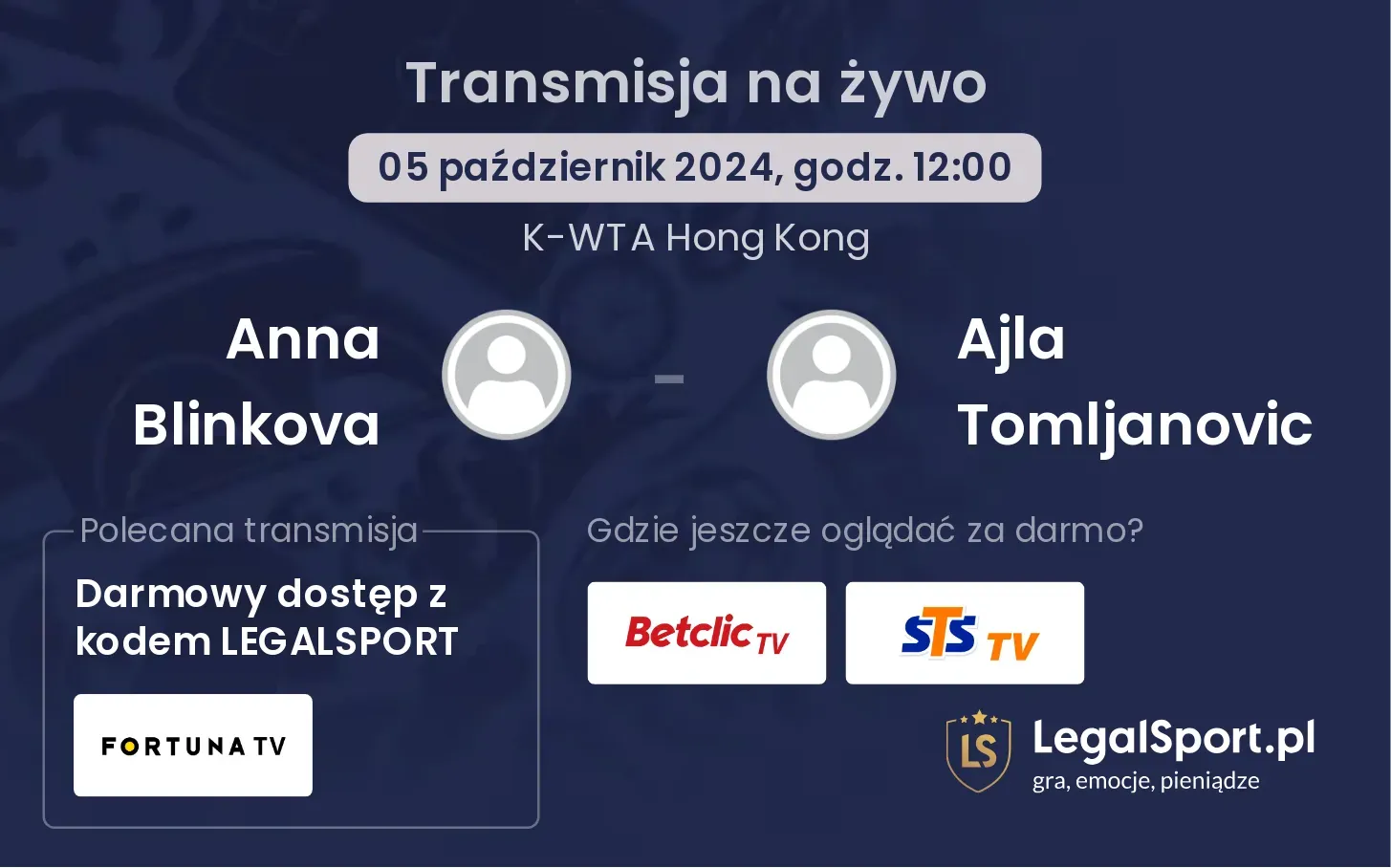 Anna Blinkova - Ajla Tomljanovic transmisja na żywo