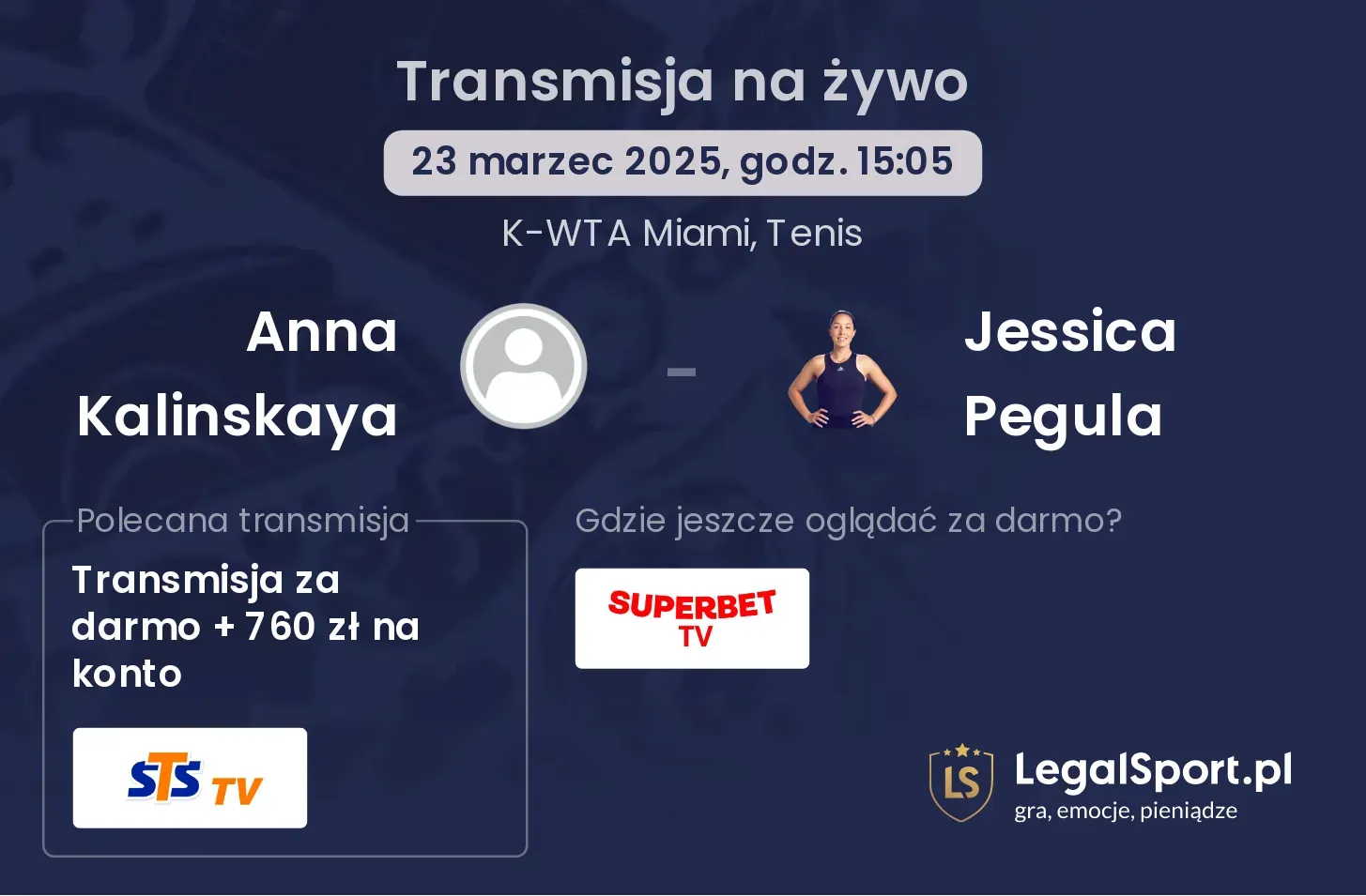 Anna Kalinskaya - Jessica Pegula transmisja na żywo