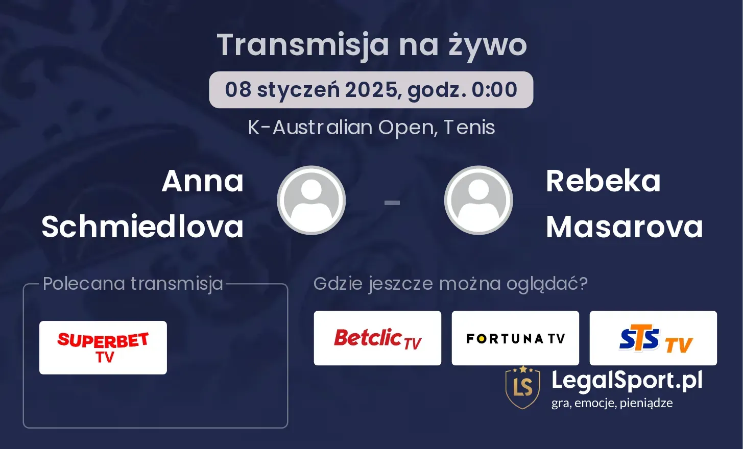 Anna Schmiedlova - Rebeka Masarova gdzie oglądać transmisję?