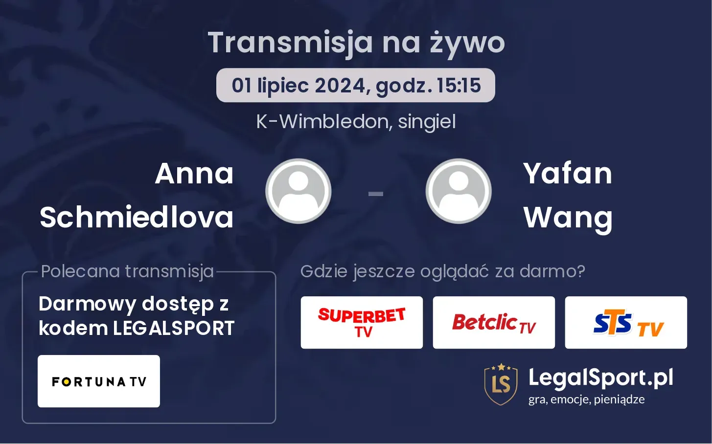 Anna Schmiedlova - Yafan Wang gdzie oglądać? Transmisja online za darmo (01.07, godz. 15:15)