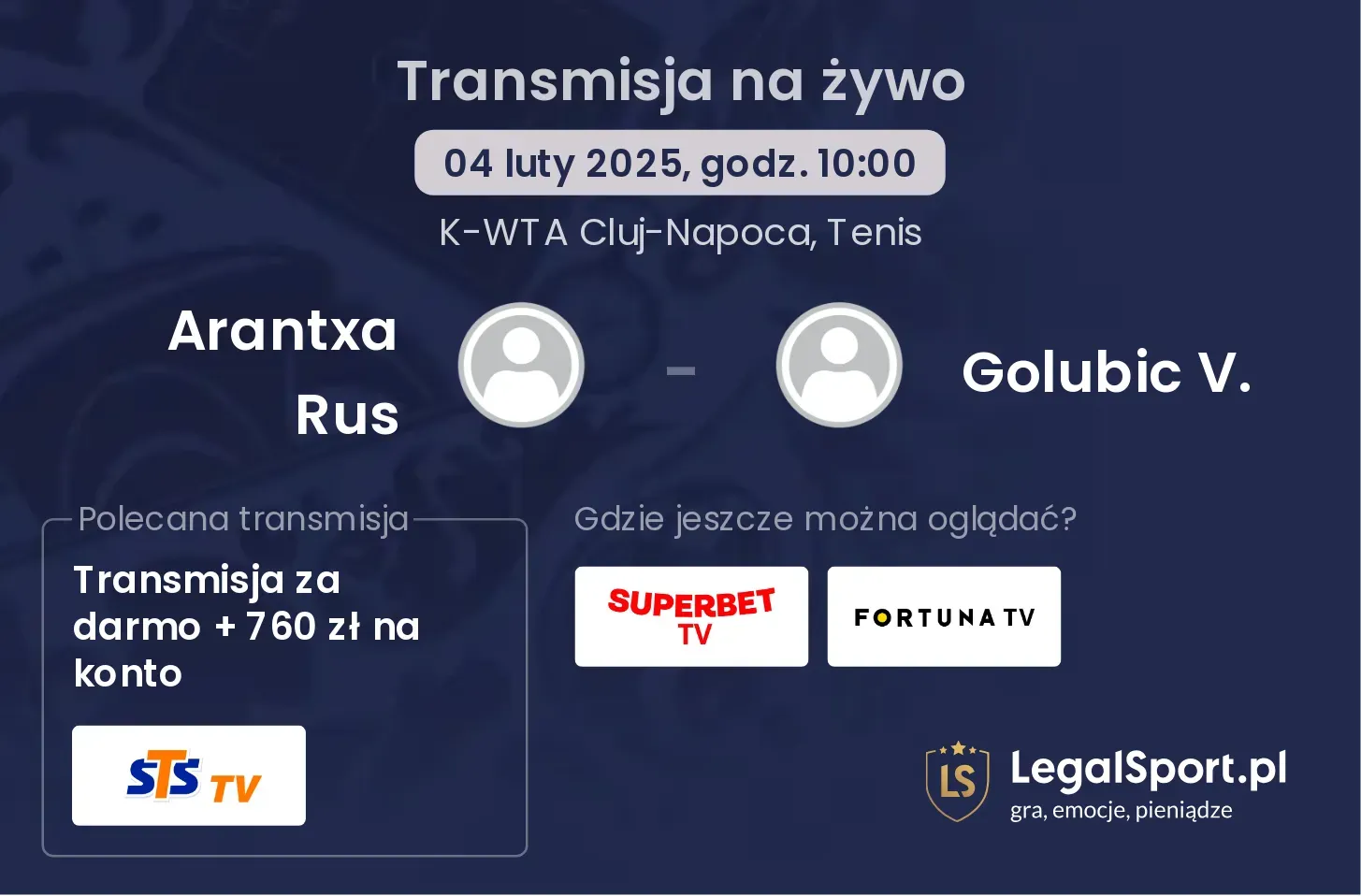 Arantxa Rus - Golubic V. transmisja na żywo